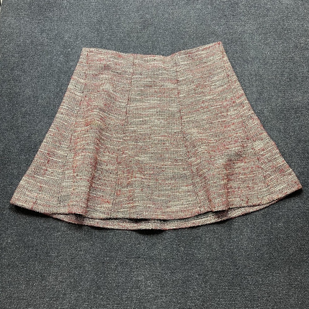 LOFT Skirt Womens Large Red Tweed A Line Mini Lined High Waist Work Office